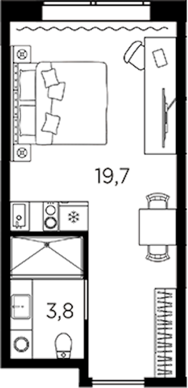 Квартира студия 23.5 м², 5/13 эт., ЖК «AVENIR Industrial»